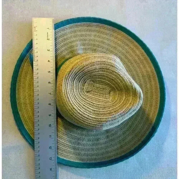 Cappelli Straworld Sun Hat 15” Turquoise Ribbon Band and Edging Flower Charm - Picture 4 of 6